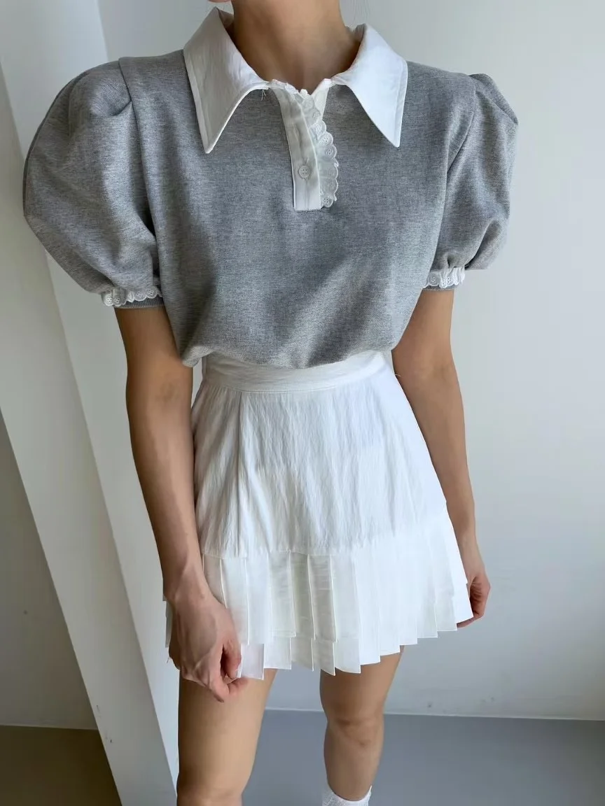 

Женская тонкая повседневная толстовка с коротким воротником, буквенным принтом, цветными блоками и рукавами-фонариками, прямого кроя, утягивающая фигуру