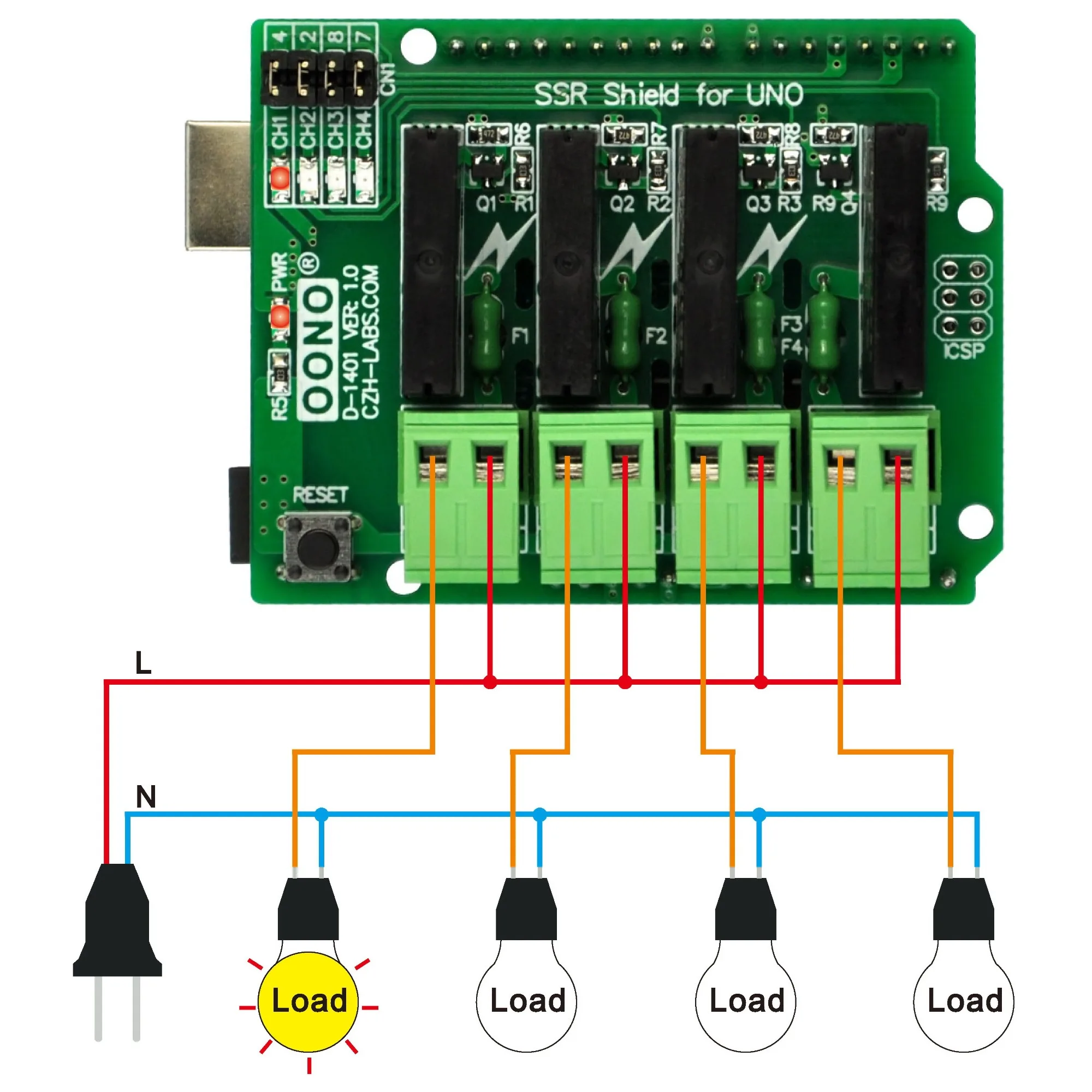 Solid State Relay SSR Board for Arduino Uno Yun Leonardo Zero