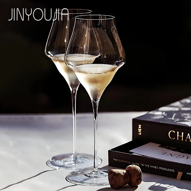 Copa de Vino Champagne JINYOUJIA Estilo Josephinen de 390 ml, Forma de Nube, Material de Cristal, Hecha a Mano, Perfecta, Impecable