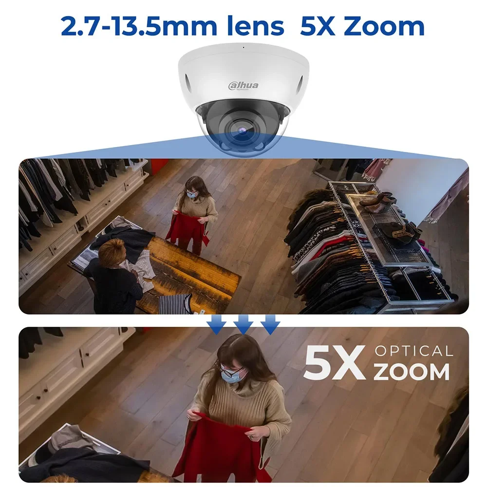 Telecamera IP Da Hua 8Mp Hd Poe Telecamera di rete Wizsense con cupola varifocale 4K Ir
