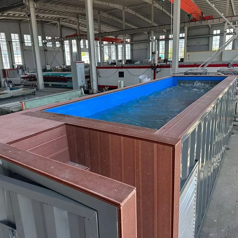 Portable Outdoor Prefab Container Pool With LED Lighting For Backyard Villa Garden