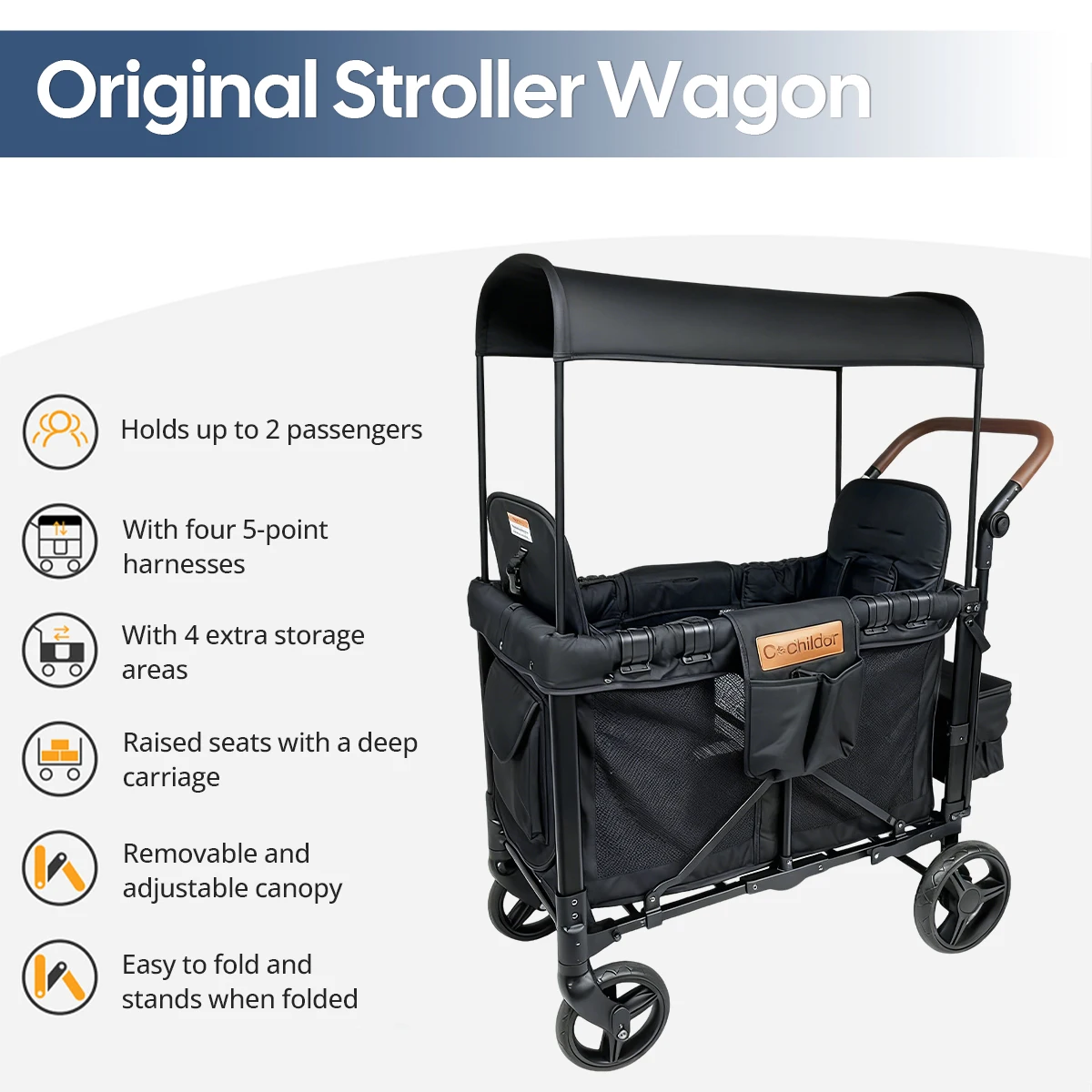 

Multifunctional 2 Seat Baby Stroller，Foldable handcart, 6 Months Plus, Detachable canopy, camper van, Thanksgiving gift