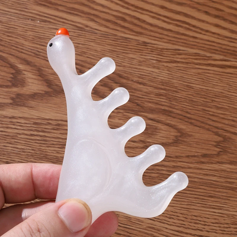 

Goose Shape Body Meridian Massage Comb Resin Five Wide Tooth Comb Acupuncture Help Blood Circulation Anti-static Smooth Hair