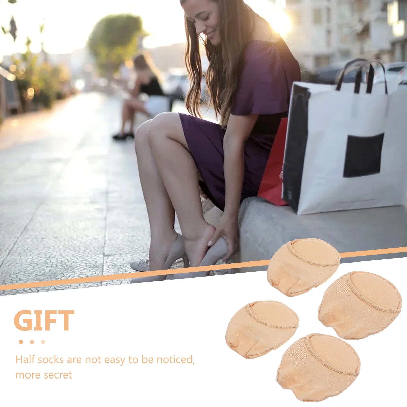 

2 Pairs Toe Topper Half Socks Seamless Invisible Forefoot Cushion Non Slip Front Foot Mat Comfortable Breathable Women