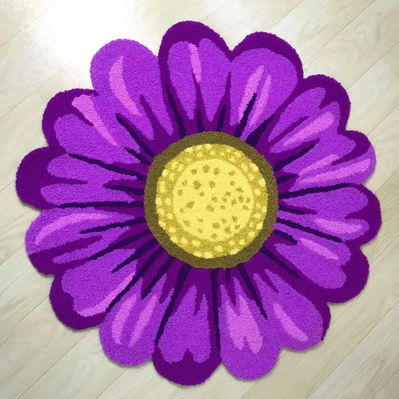 90cm Living Room Carpet Plush Chrysanthemum Flower Bedroom Area Rug Soft Hallway Area Floor Pad Mat Aesthetic Home Art Decor