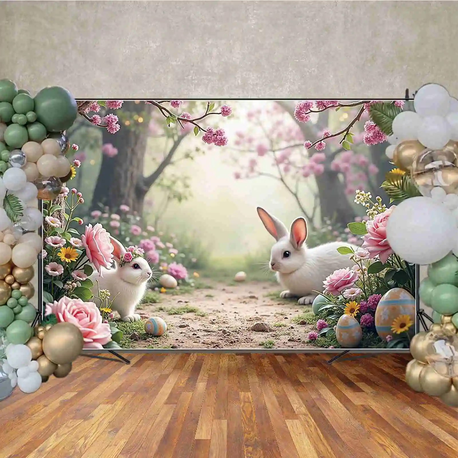 MOON.QG 크리스마스 벽난로 프레임 크리스마스 트리 배경 선물, 벽돌 빈티지 장식 트리 배경, 파티 포토존 소품