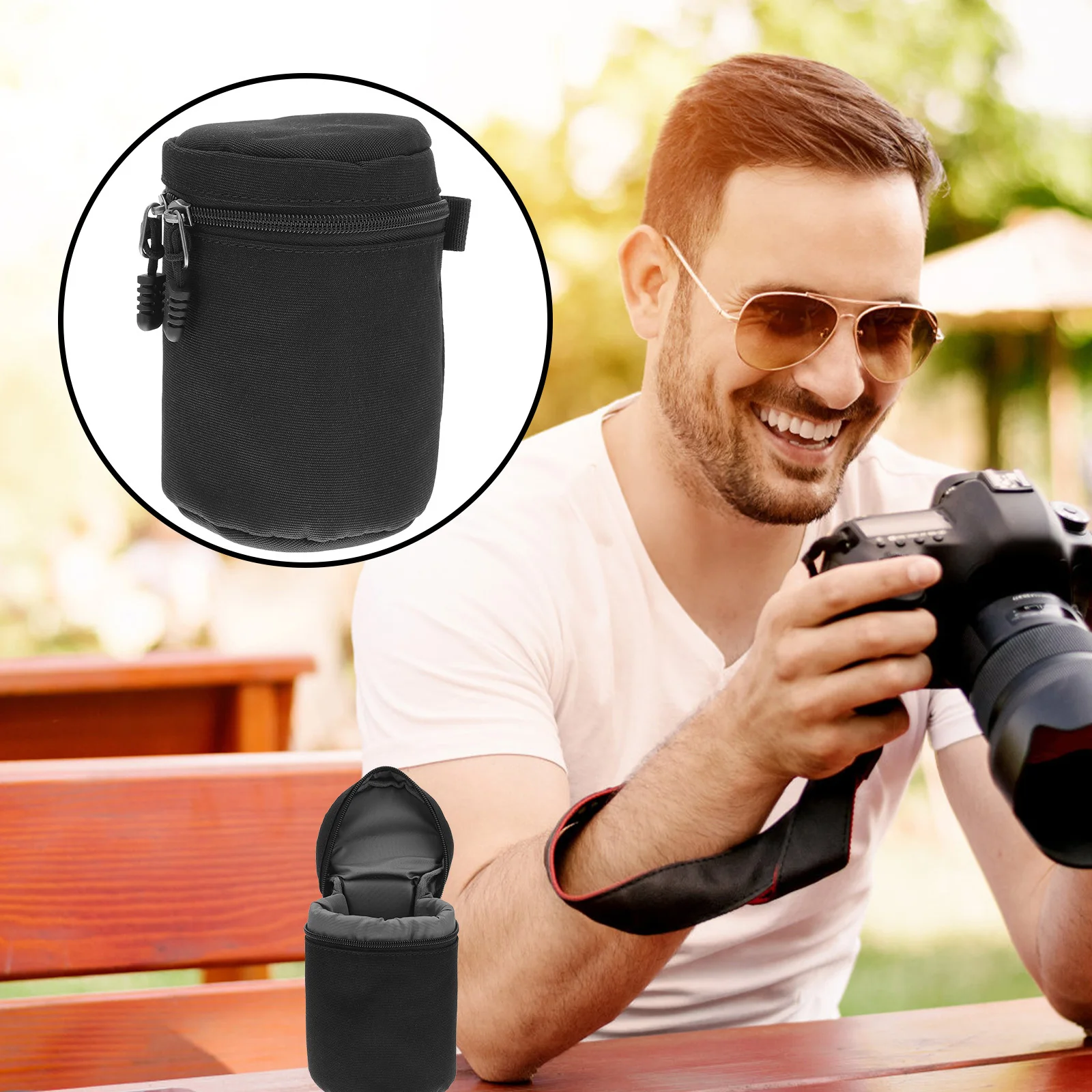 

Camera Lens Pouch Premium Pu Lightweight Compact Waterproof Shock Resistant Protection Case For Photographer Camera Bag