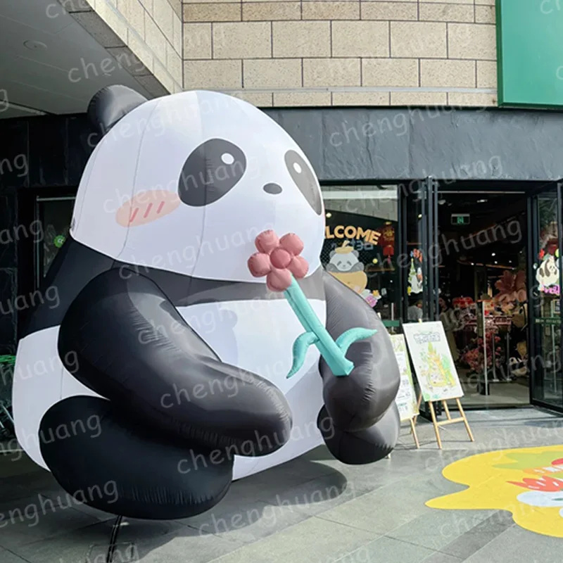 

Inflatable hand-held panda, animal air model, with blower, outdoor square/shopping mall activities decorative props