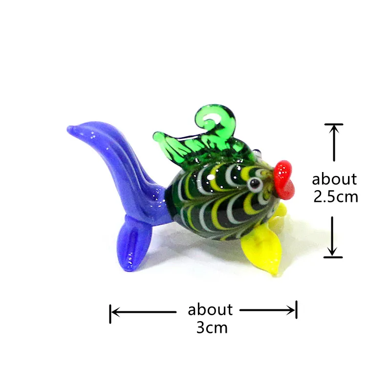 2PCS Custom Cute Goldfish Mini Figurines Glass Pendant Aquarium Decoration Supplies Colorful Tropical Fish Tiny Statue Ornaments
