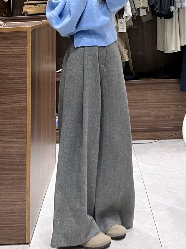 Pantaloni Casual da Donna Thiened, Larghi e Comodi, Nuovi Arrivi Autunno Inverno, Vita Alta, Gamba Dritta, Alla Moda e Caldi