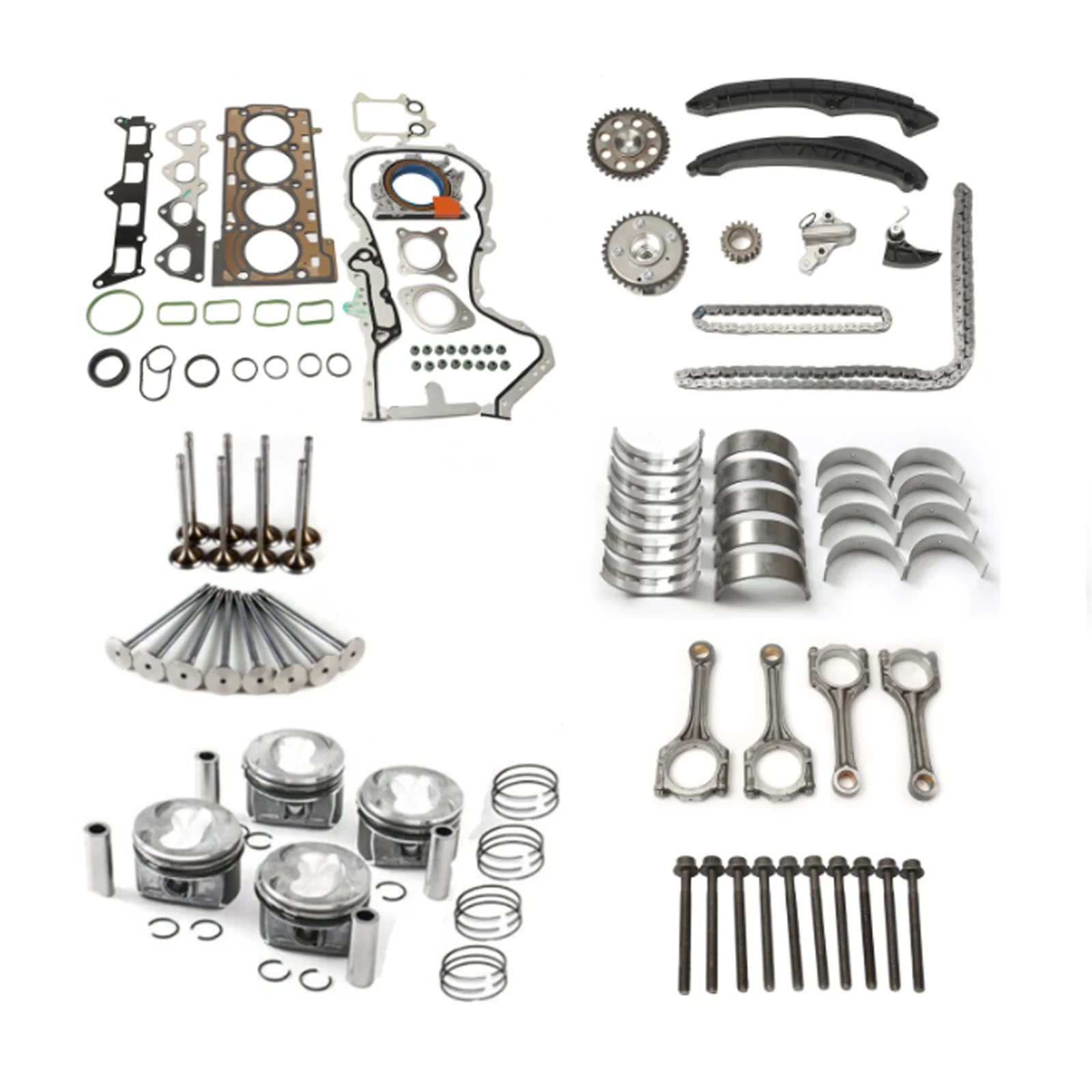 Engine Pistons Gaskets Timing Overhaul Rebuild Kit Fit for VW AUDI 1.4 TSI EA111 03C107065BL 03C107065AQ 03C107065AS 03C107065BF