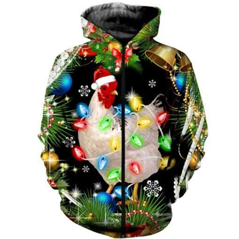 جديد عيد الميلاد زمم هوديي للرجال النساء البقرة الألبكة ثلاثية الأبعاد البلوزات الملونة عادية هوديس القمم Y2k البلوفرات المتضخم الرجال معاطف #1