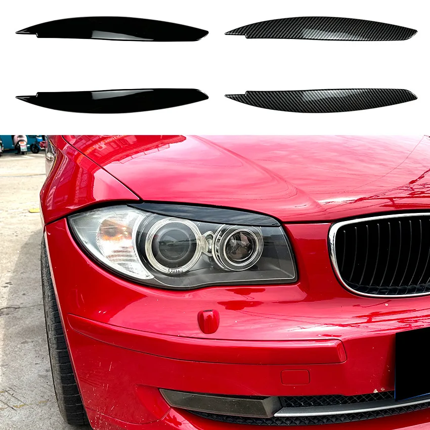 

2Pcs ABS Front Evil Headlight Eyebrows Eyelid Cover Gloss Black Car Stickers Trim for BMW 1 Series E81 E82 E87 E88 2004-2014