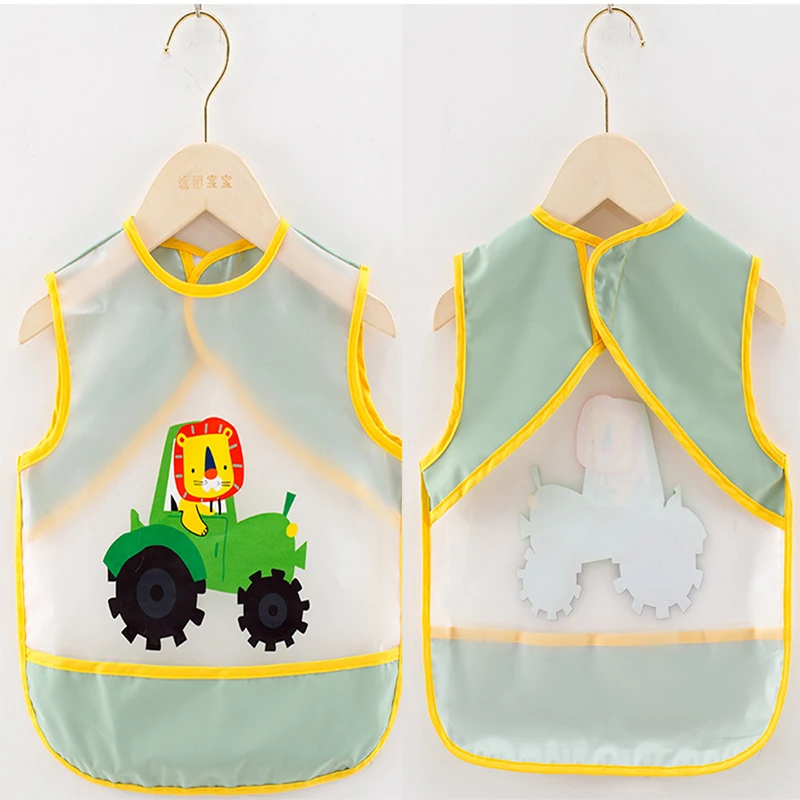 Baby Kids Toddler Long Sleeve Scarf Waterproof Art Smock Feeding Bib Apron Pocket Infant Boys Girls Burp Cloth Bandana Bibs