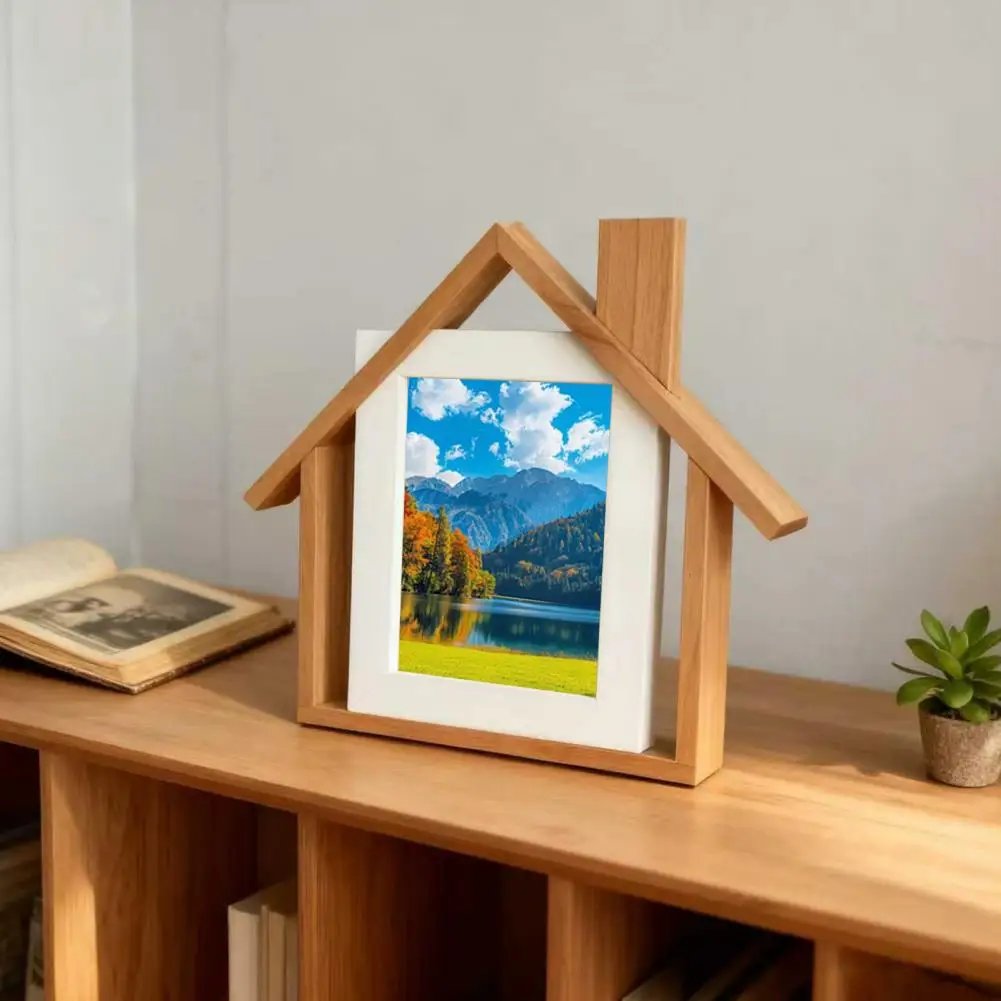 

Деревянная фоторамка в форме домика ручной работы, настольная рамка для фотографий, подарок для мамы, бабушки, детей, семьи, на свадьбу