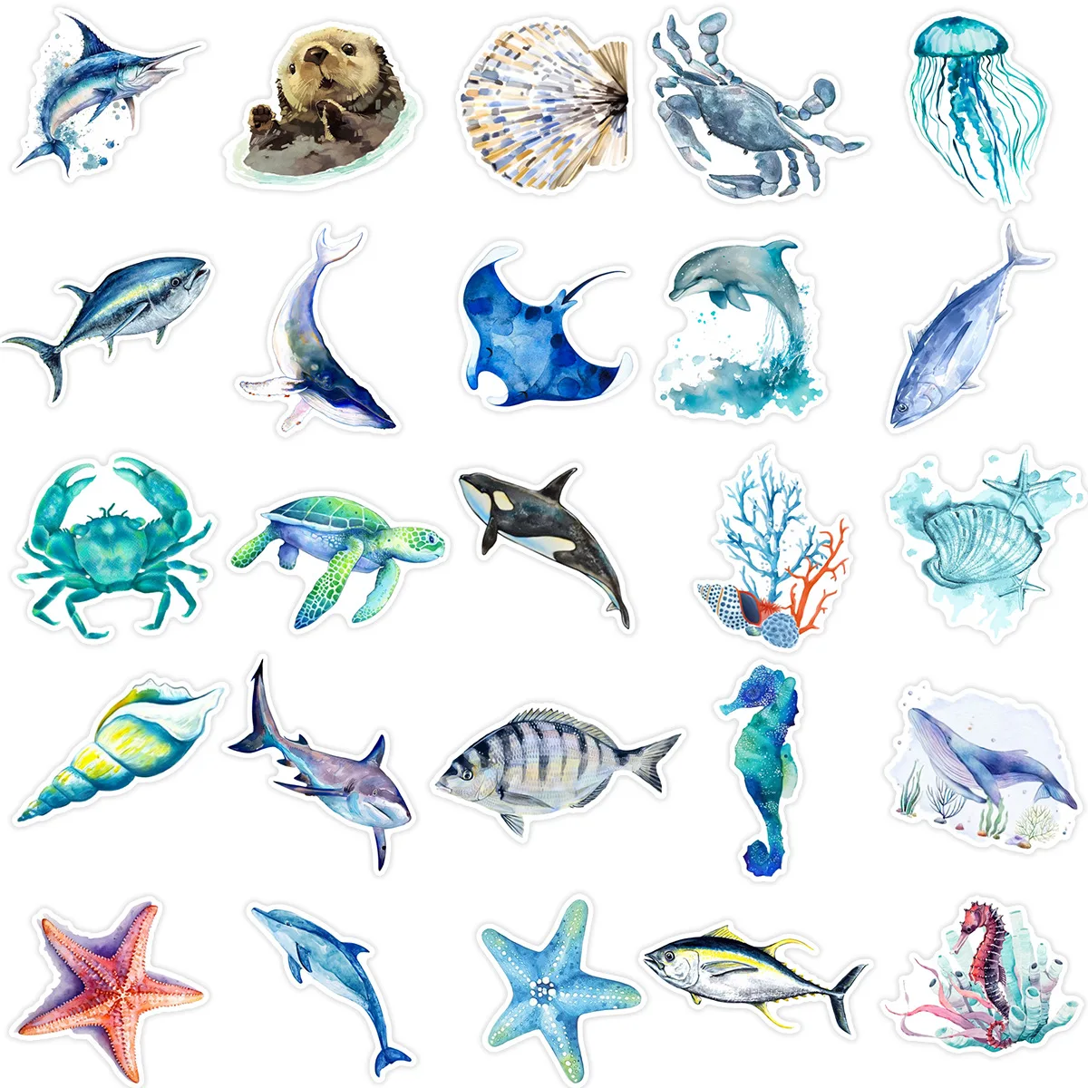 50pcs Ocean Stickers Animal Stickers Sea Animal Stickers For Adult, Waterproof Vinyl Stickers For Teen Girl For Water Bottle Lap