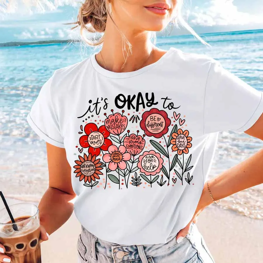 لا بأس ل بوهو الأزهار تحفيزية إقتباس DIY بها بنفسك الحديد على نقل الحرارة ملصق مائي تي شيرت بلوزات حقيبة الملابس اليدوية