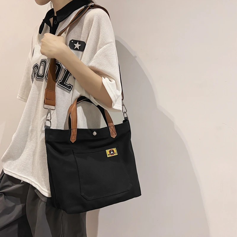 Canvas Women's Bag 2022 Trend Solid Shoulder Crossbody Bag Shopping Eco Bag Korean Messenger Bag Y2K Tote Bag Designer Handbags