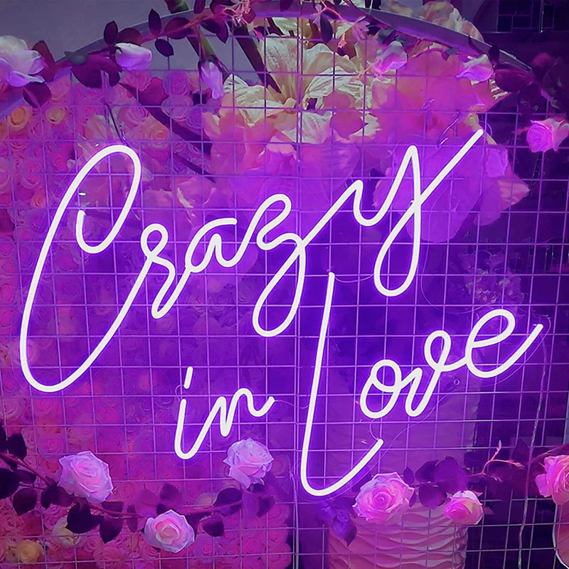 Crazy in Love Neon Sign for Bedroom, Living Room Decor, Neon Light, Casa, Pub, Bar, Decoração de Parede, Casamento, Noivado, Casais, Lovers Gift