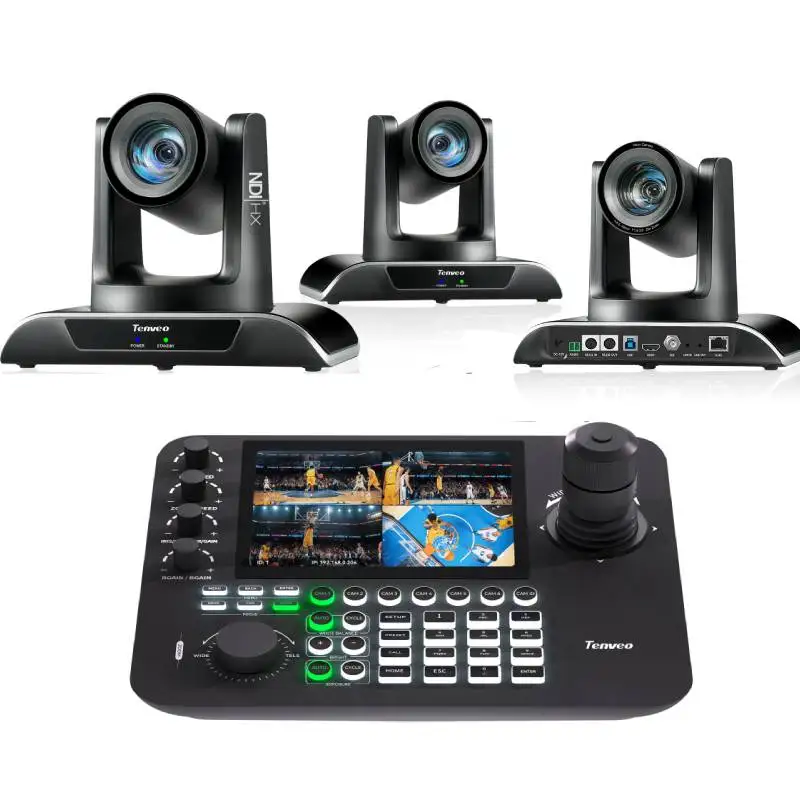 

Контроллер клавиатурного типа для 3 PTZ-камер с 20-кратным зумом, NDI-видео, PoE, джойстиком и 7-дюймовым ЖК-дисплеем для просмотра предпросмотра, для прямых трансляций в церквях