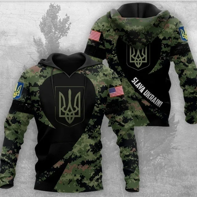New Ukrainian national emblem Canada Flag Camo printed hoodies 3D Men Women casual pullover military hooded Sweatshirt clothing