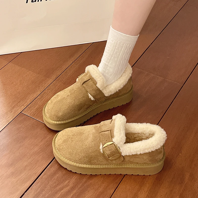 أحذية بدون كعب معزولة للشتاء والخريف للنساء، أحذية قطنية مضادة للانزلاق ودافئة، أحذية بدون كعب مسطحة القاع، أحذية كاجوال #5