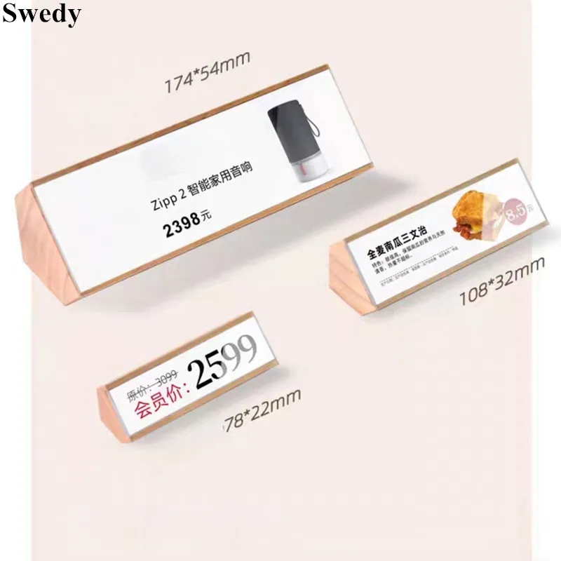 78x22mm Table Number Place Card Holder Jewelry Watch Small Wood Price Label Paper Tags Acrylic Sign Holder Display Stand