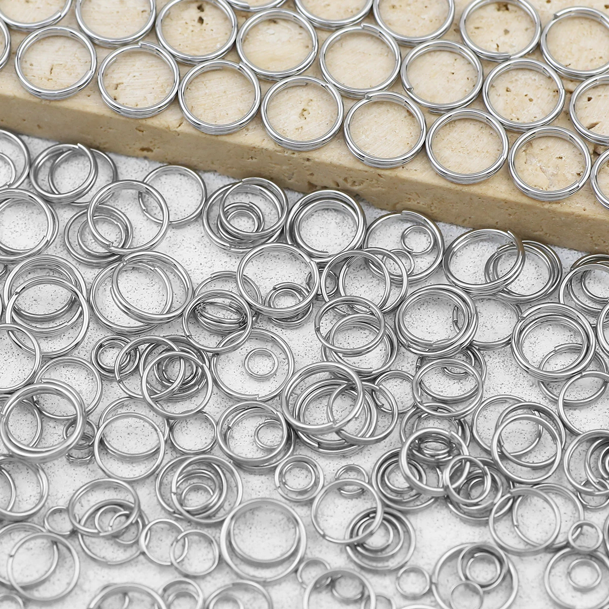 Aproximadamente 100 Uds. Anillos de conexión de acero inoxidable, anillos de conexión de doble anillo, bricolaje hecho a mano para accesorios de joyería, collares