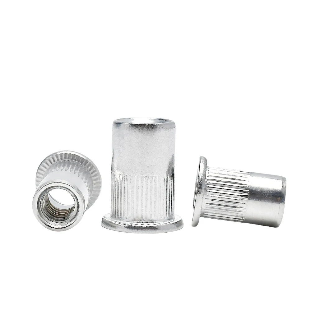 M3 M4 M5 M6 M8 M10 M12 Flat Rivet Nut Metal Panel Lock Insert Rivnut Aluminum Carbon/Stainless Steel Rivets Nuts Metric Threaded