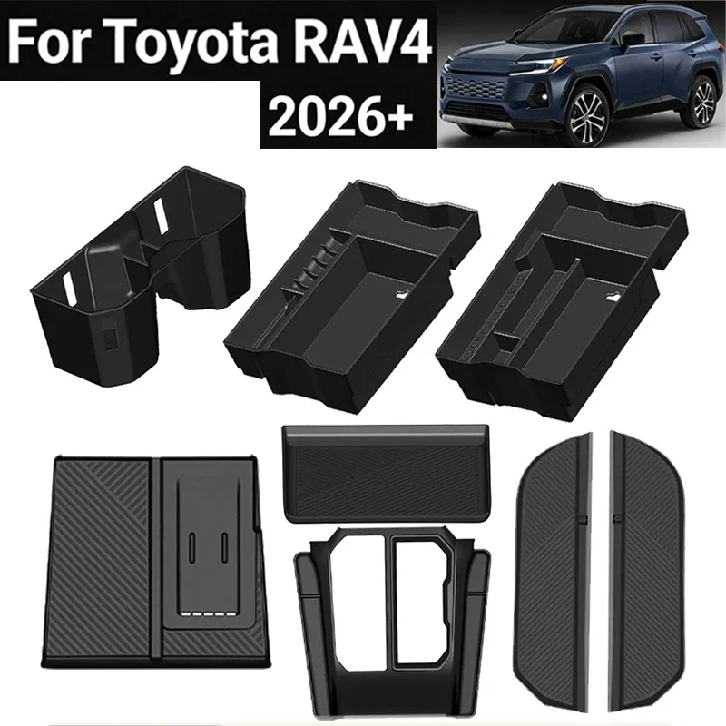 For Toyota RAV4 2026+ RAV 4 Silicone Cup Holder Central Armrest Storage Box Tray Interior Special Protective Car Accessories 2