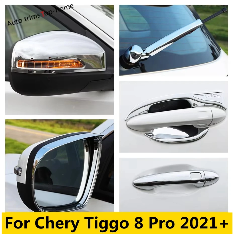 

ABS Chrome Rearview Mirror Decor Cap Rain Eyebrow Door Handle Bowl Rear Window Wiper Cover Trim For Chery Tiggo 8 Pro 2021 2022