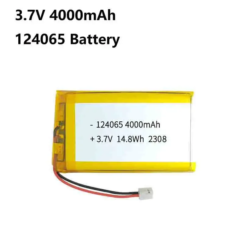 

124065 3.7V 4000mAh Polymer Lithium Battery PH 2.0mm 2pin Plug for Smart Lock Hand Warmers Tablet Camera Driving Recorder Radio