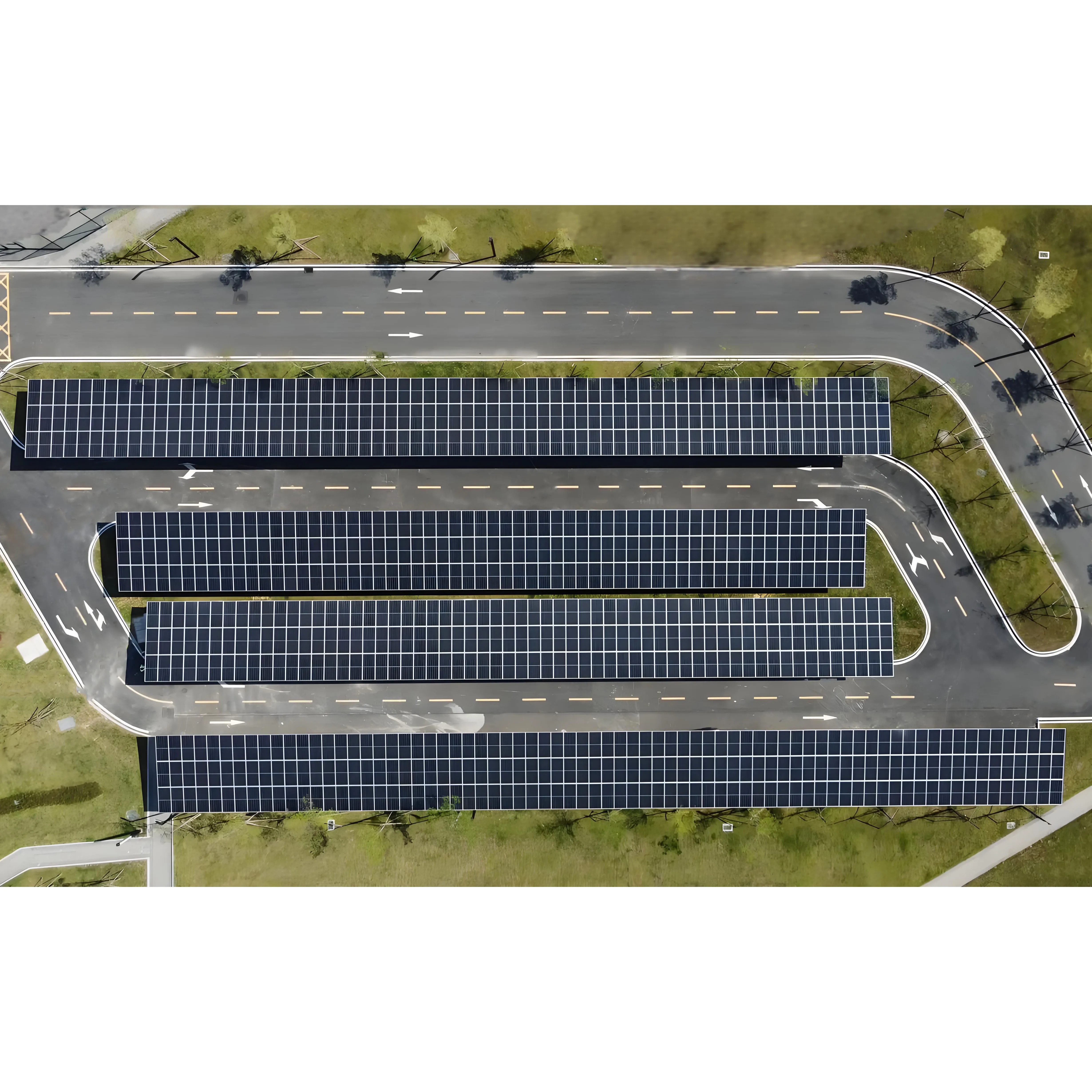 Galvanized Steel Solar Carport  Windproof Snow Load PV Parking Structure for Factory  Commercial Building   Public Parking Area