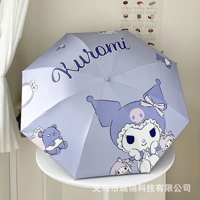 Miniso Sanrio Cartoon Anime Umbrella Hello Kittys Cute Folding Student Girl Weather Shade Toys Girl Gifts 2024 New