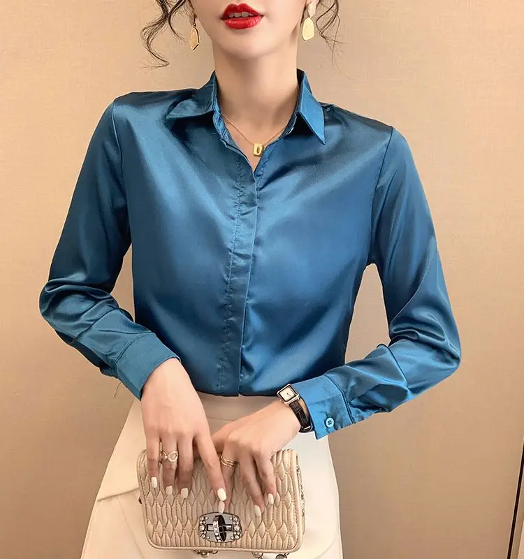 Office Lady Shirts Autumn Spring Slim Blouses Wine Red Tops Burgundy Women Retro Blouse