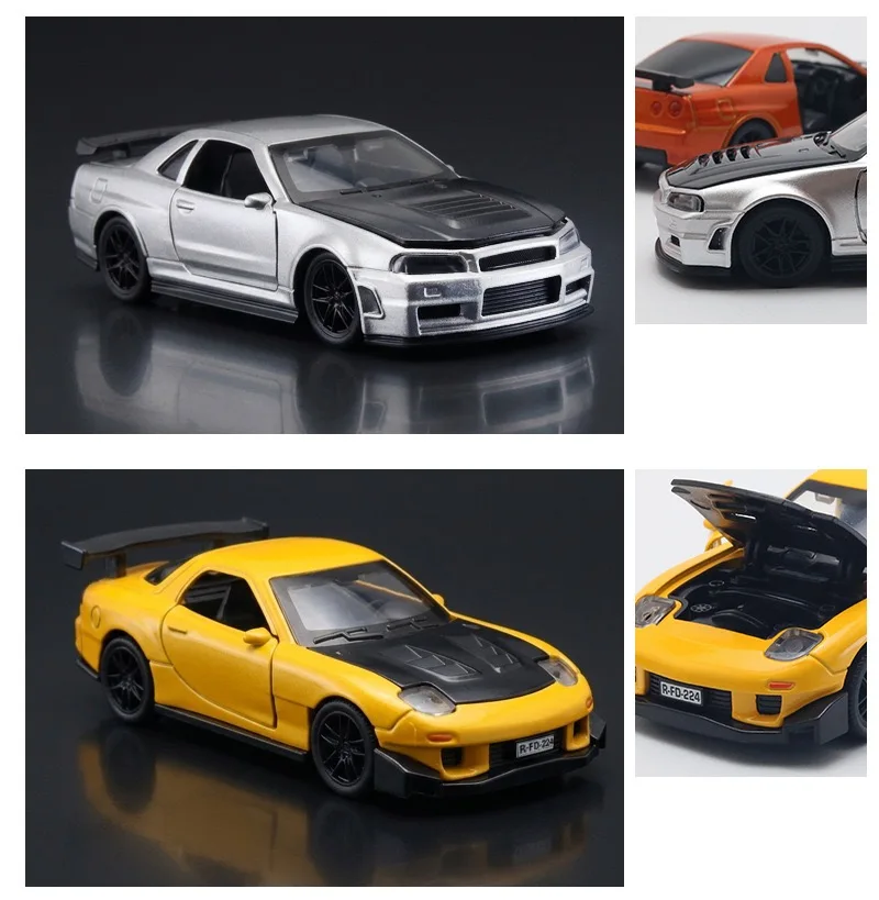 Series 1/36 Alloy Unbreakable Car Model with Openable Door Metal Convertible Sports Car Boy Pull-Back Toys as Gifts as Ornaments