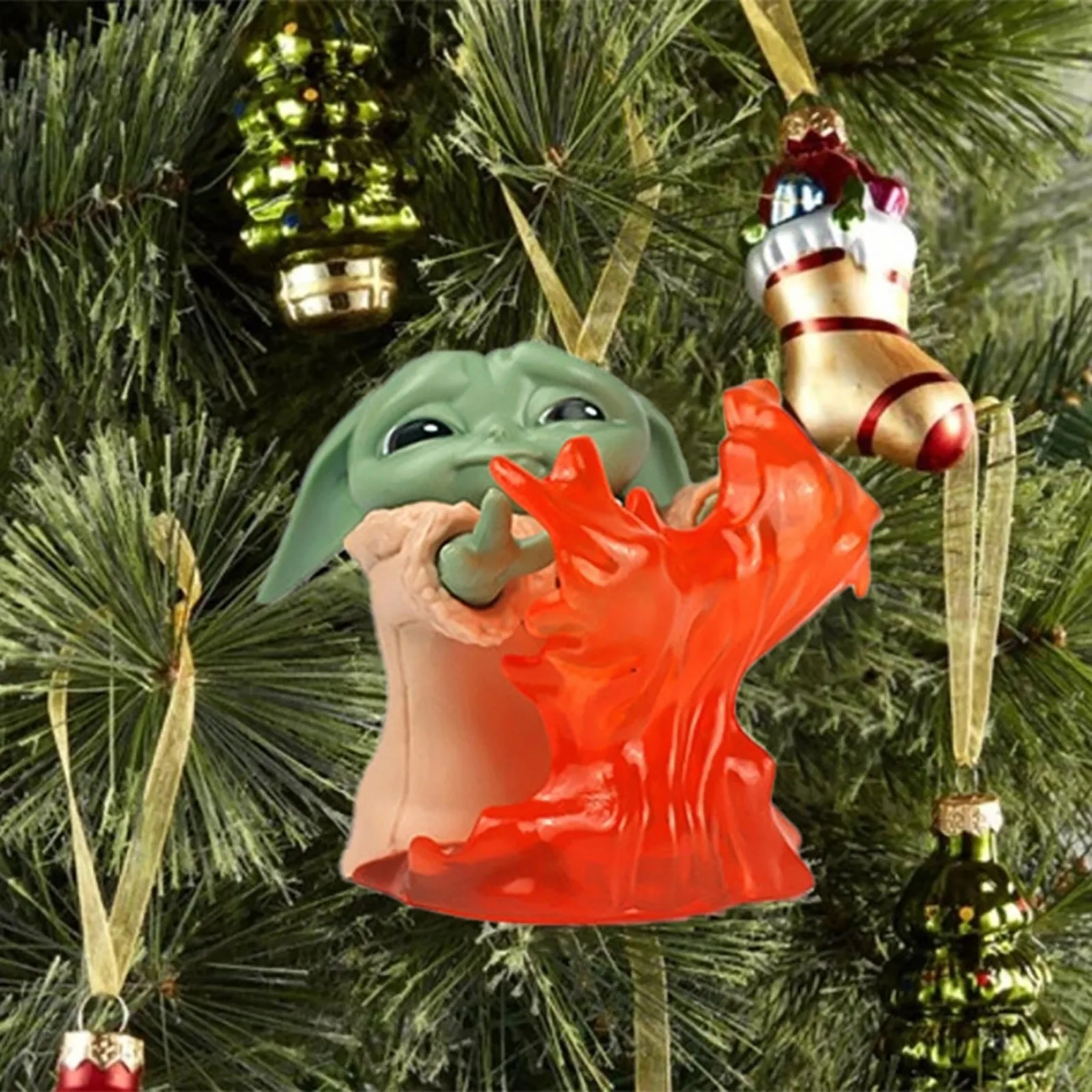 9 szt. Figurka Baby Yoda figurek płaski wisiorek boże narodzenie zawieszka na choinkę ozdoba na przyjęcie Santa dekoracja pokoju nowy rok Navidad