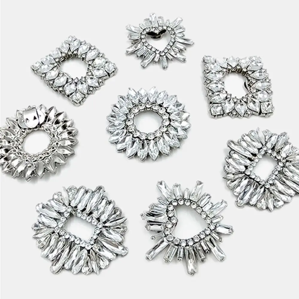 Wedding Shoe Decorations Clip Shiny Flower Charm Buckle Wedding Bride Glass Crystal High Heel Shoe Rhinestone Decorative Clamp image 5