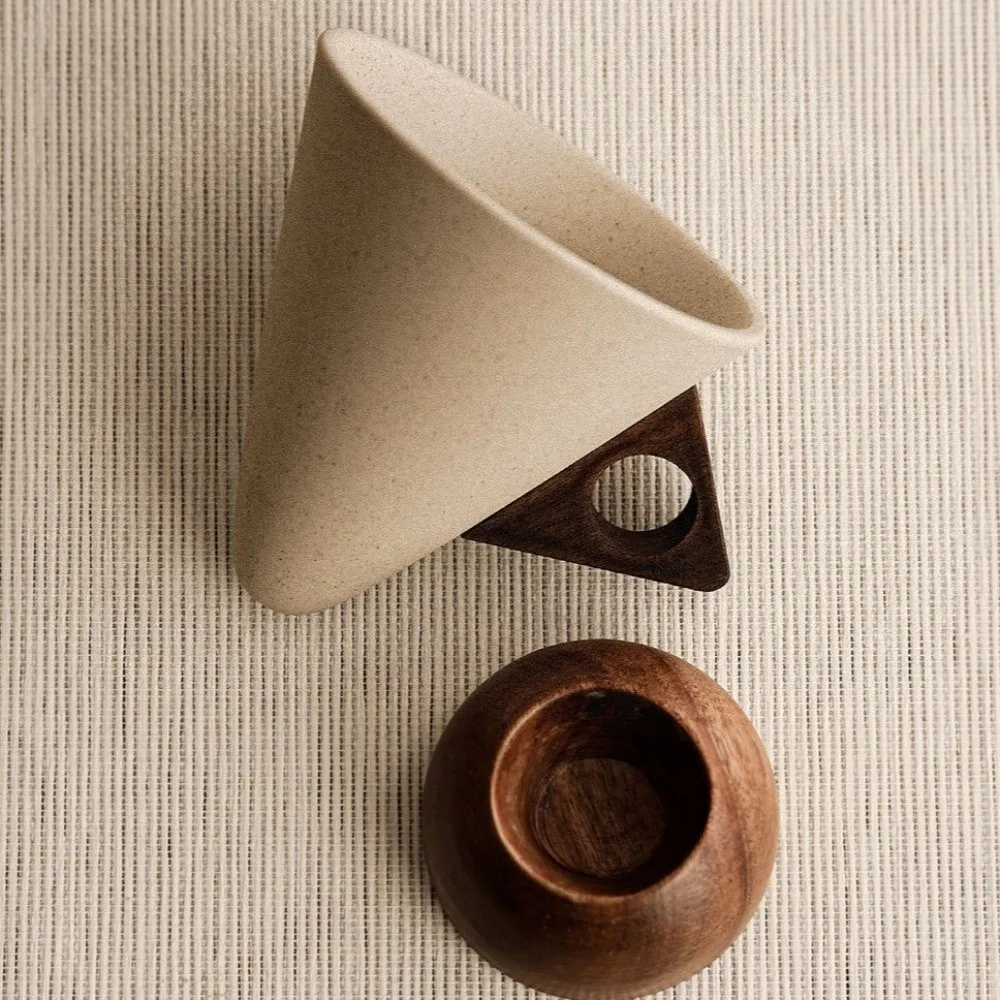Gifts Vintage Ceramic Coffee Mug with Base Funnel Americano Latte Cup Coffee Table Decorative Ornament Funnel Coffee Cup
