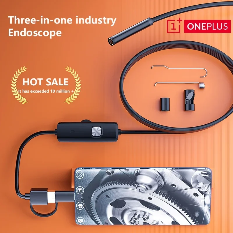 OnePlus 7MM TYPE-C Endoscope Camera IP67 Waterproof 6 LEDs Adjustable Android Flexible Inspection Borescope Camera for Phone PC