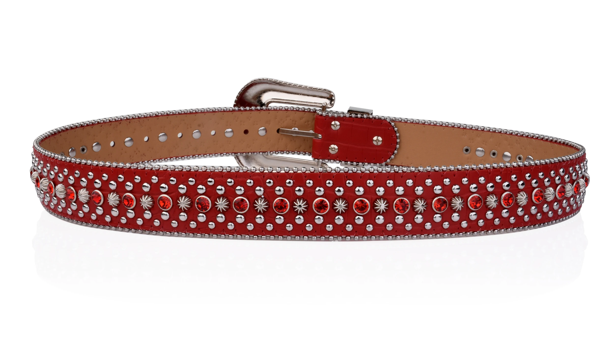 Punk Rock Damengürtel Luxus Strass glänzender Knopf PU verziert Y2K Gürtel Retro Herren Jeansgürtel – Detail 13