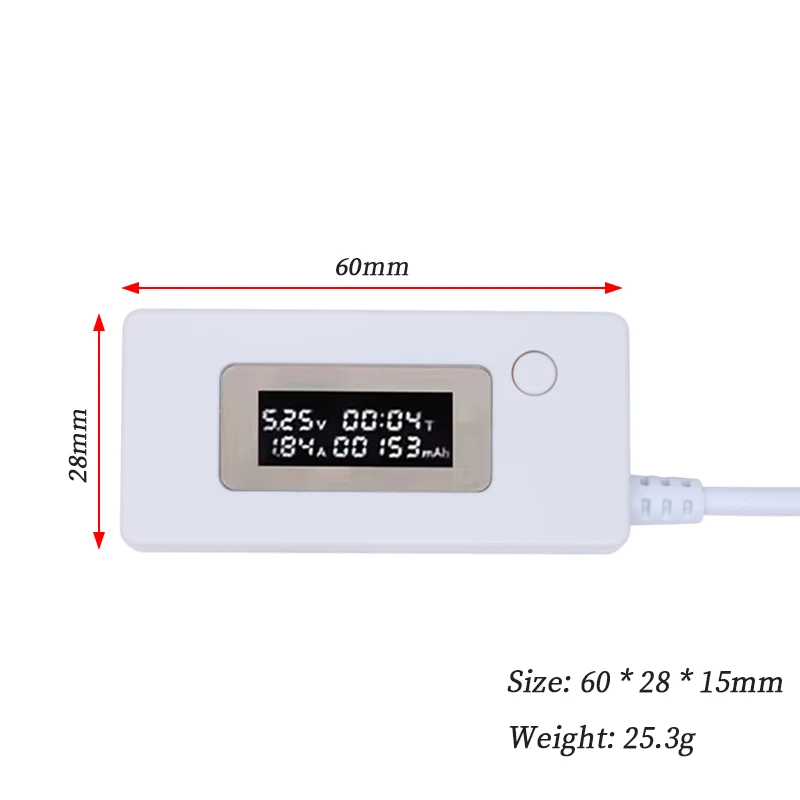 KCX-017 White tail ammeter LCD display Mini USB Voltage Current capacity Monitor tester meter 4-30V Detector Mobile power tester