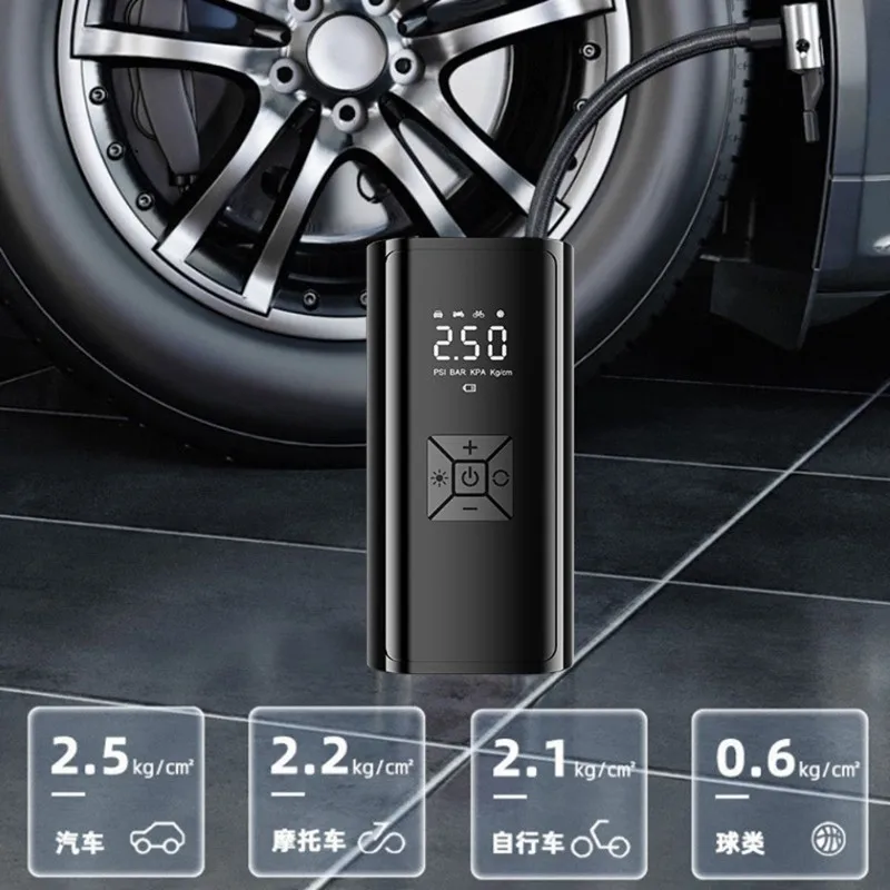 Cordless Tire Inflator With Digital Pressure Gauge, 120 PSI Brushless Air Pump And Auto Shut-Off Function For Bikes, Cars, Balls
