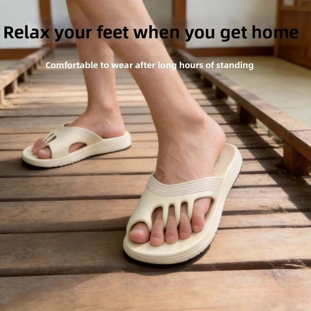 Improvement of Toe Valgus Five-Toe Slippers Massage Thick Sole Split-Toe Flip Flops Five Toe Separation Arch Support