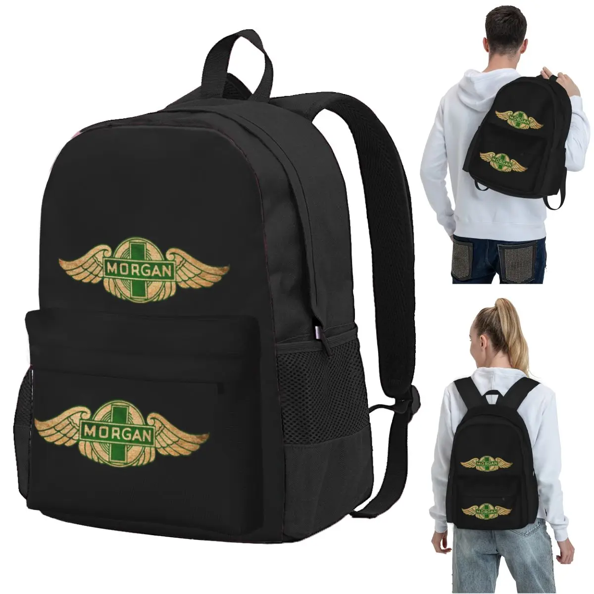 Morgan Motor Car Company Backpack Student BookBag Kids School Bag Laptop Shoulder Bags for Men Women