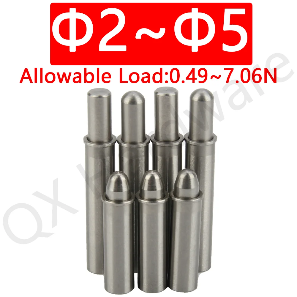 

QX511 Large Stock Spring Pins Stainless Steel Short Type Flat/Taper R/Spherial Head Spring Plunger Diameter 1mm/2mm/3mm /4mm