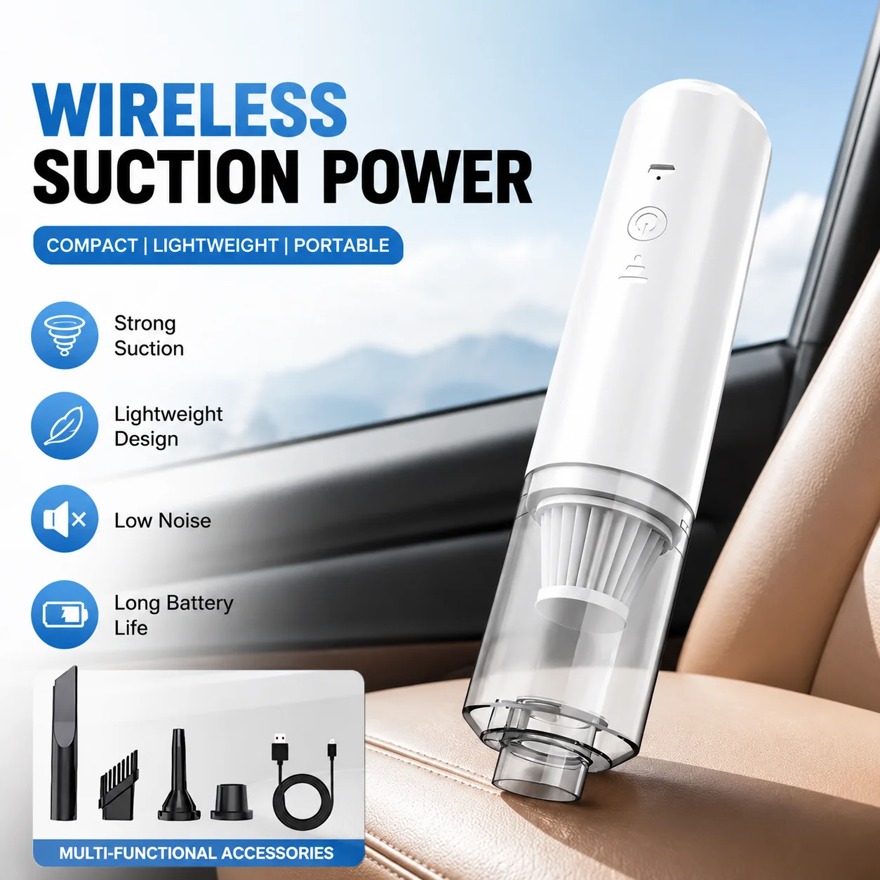 Wireless Handheld Vacuum Cleaner Portable Mini Car Vacuum Strong Suction Rechargeable Cordless Vacuum Cleaner for Home Auto