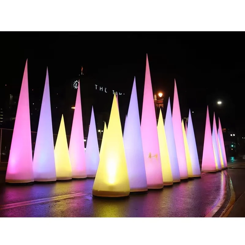 Custom inflatable column, inflatable LED tube tower ivory balloon column cone, suitable for night party event stage outdoor