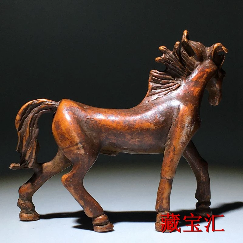 Solid Chinese Tang Ma copper patina steed bronze tea ceremony furnishings