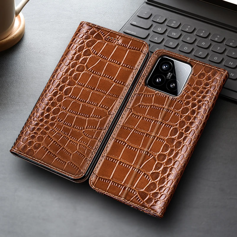 

Crocodile Genuine Leather Flip Case For Xiaomi Poco M3 M4 M5 M5S M6 M7 X3 X4 X5 X6 X7 Pro Plus GT 4G 5G Phone Cover Card Cases